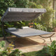 Mei Outdoor Daybed w Adjustable Canopy & 2 Pillows | Gray Oxford Fabric