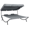 Mei Outdoor Daybed w Adjustable Canopy & 2 Pillows | Gray Oxford Fabric