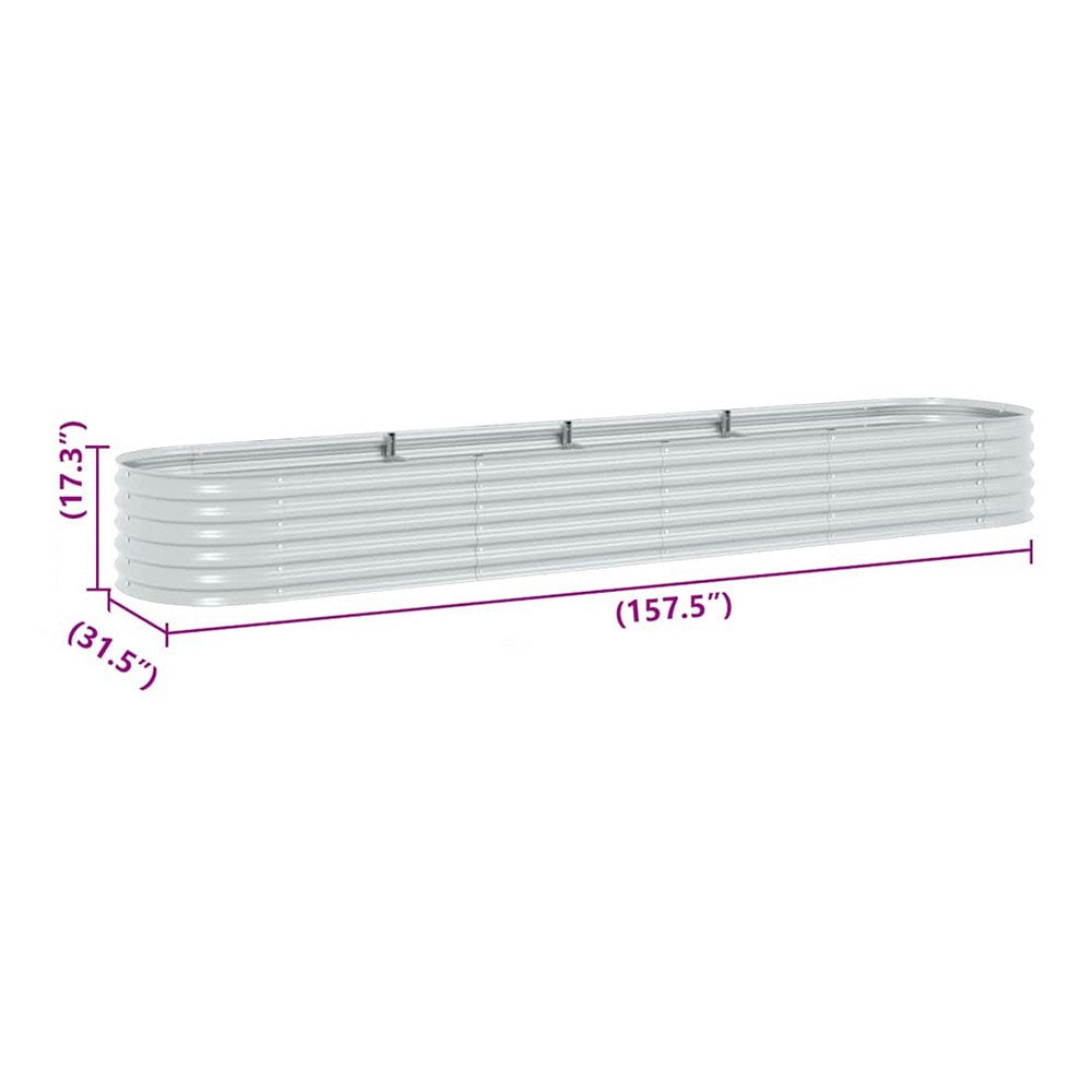 Bery Outdoor Garden Raised Bed | Silver Galvanized Steel | 158’’ Round Edges BM339662