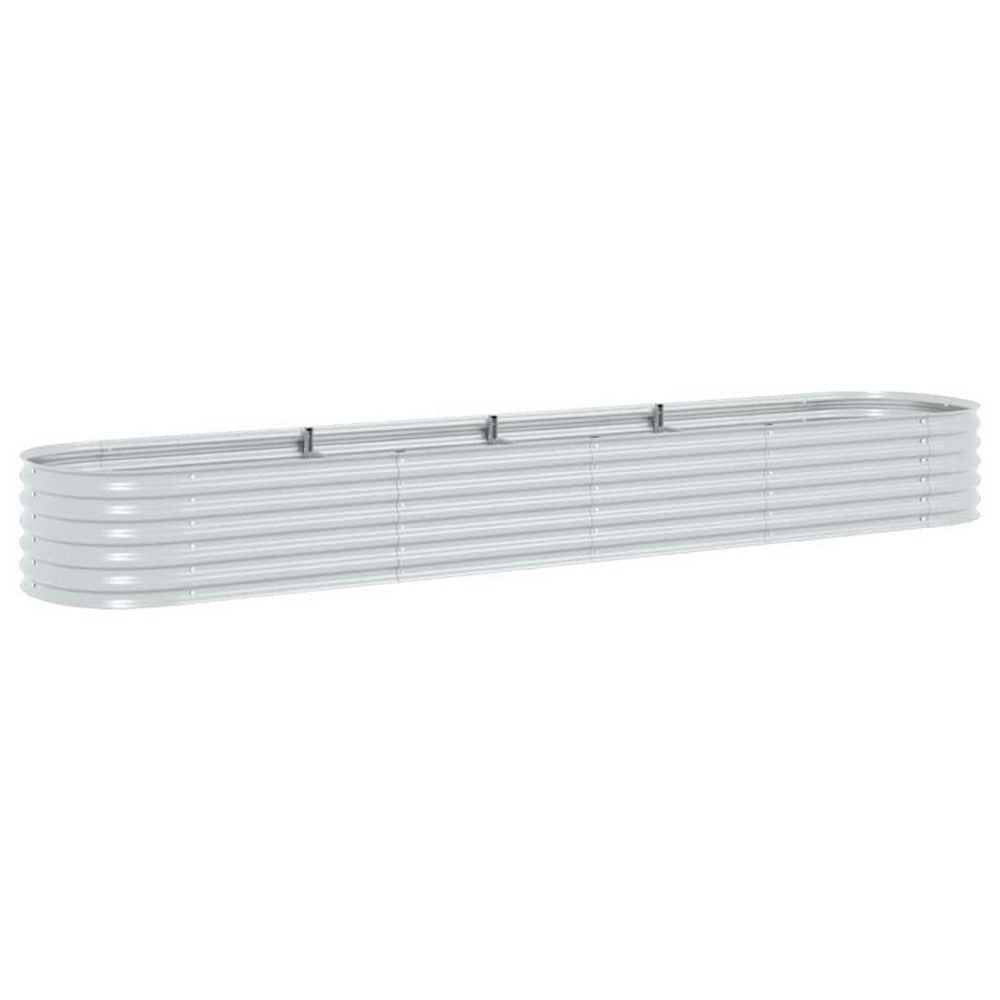 Bery Outdoor Garden Raised Bed | Silver Galvanized Steel | 158" Round Edges
