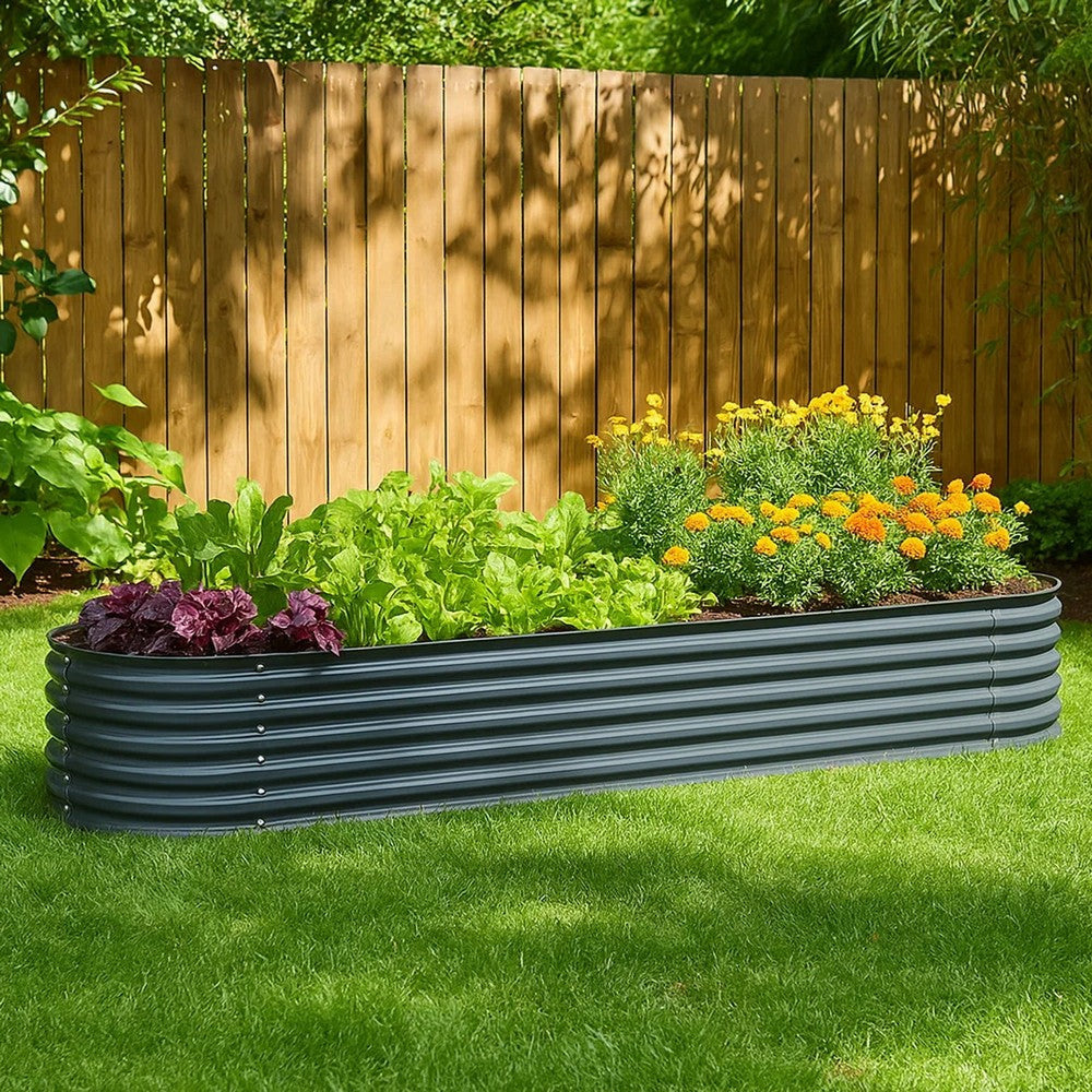 Bery Outdoor Garden Raised Bed | Gray Galvanized Steel | 158’’ BM339663
