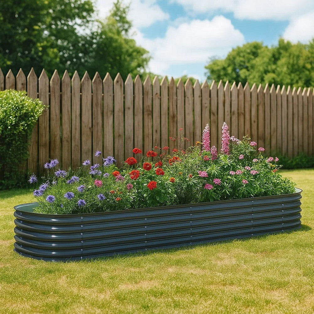 Bery Outdoor Garden Raised Bed | Gray Galvanized Steel | 158"