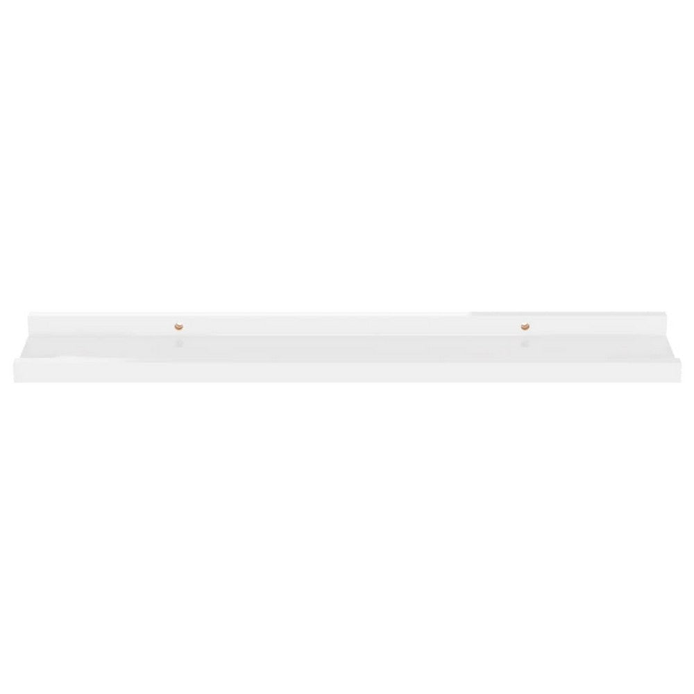4pc Wall Mounted Floating Display Shelf Set | High Gloss White Wood BM339664