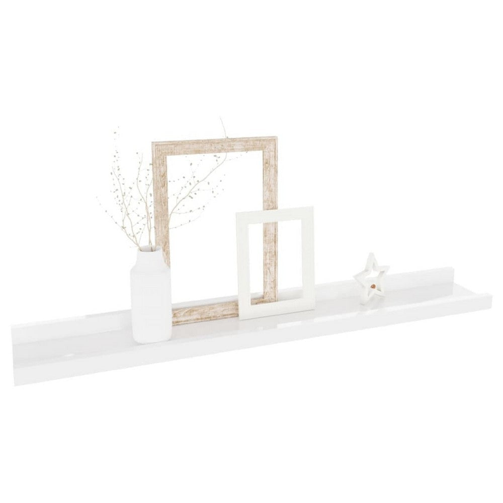 4pc Wall Mounted Floating Display Shelf Set | High Gloss White Wood BM339664