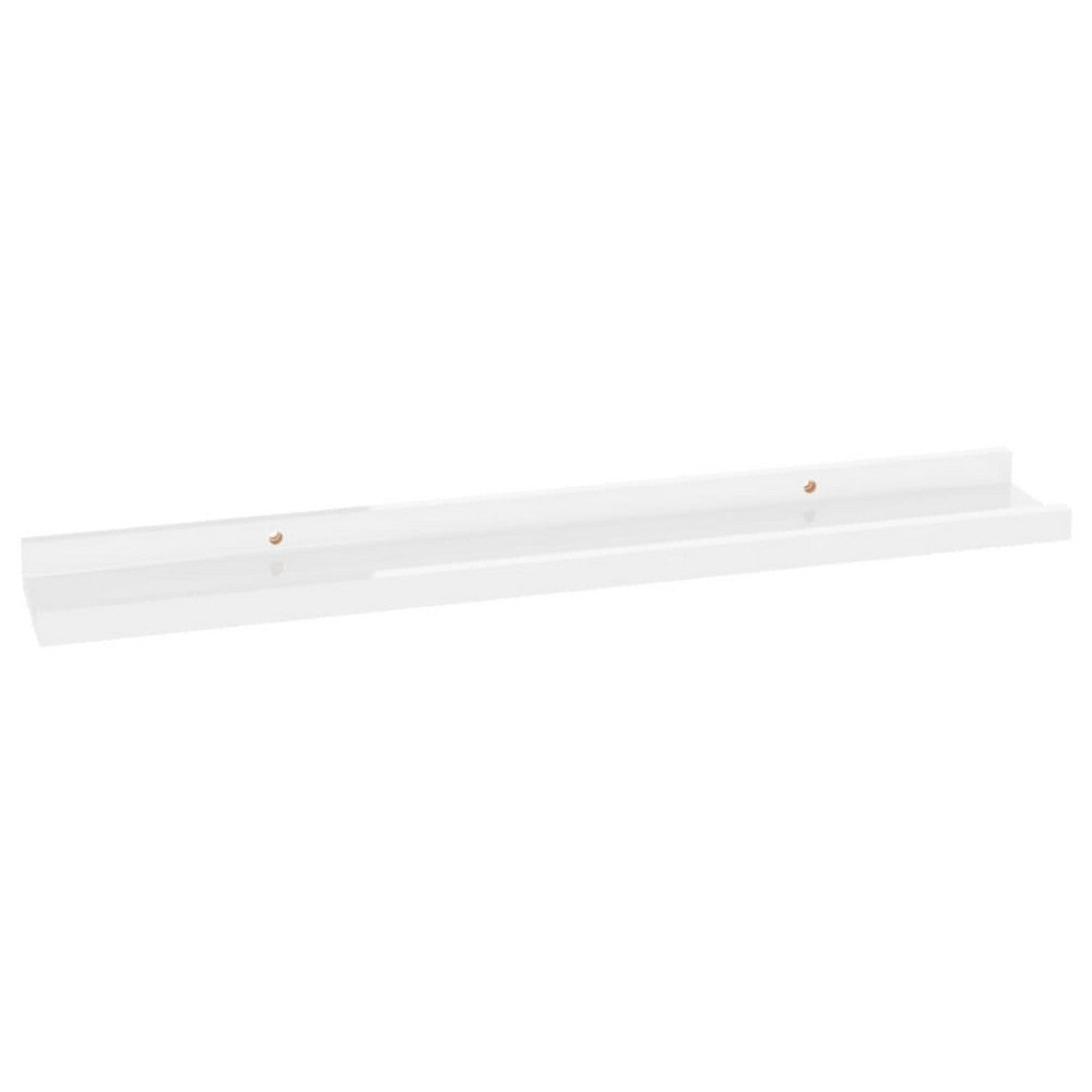 4pc Wall Mounted Floating Display Shelf Set | High Gloss White Wood BM339664