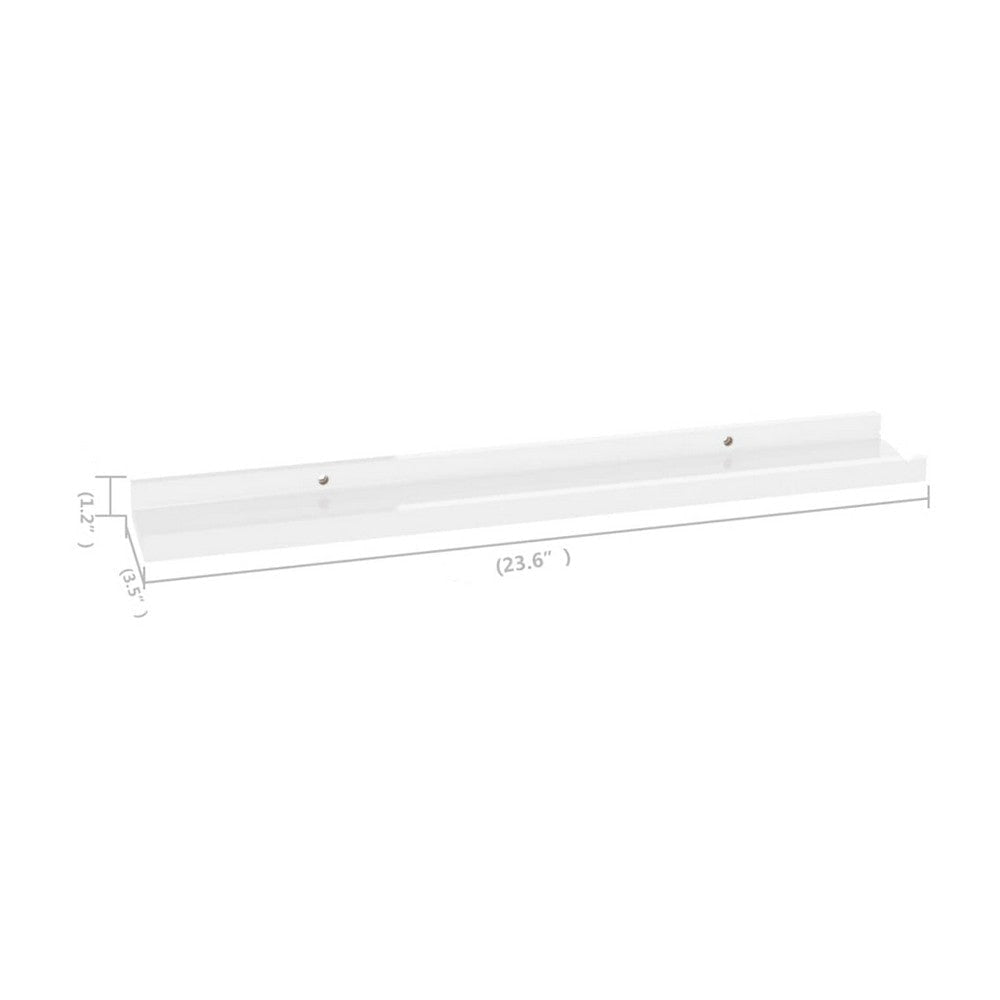4pc Wall Mounted Floating Display Shelf Set | High Gloss White Wood BM339664