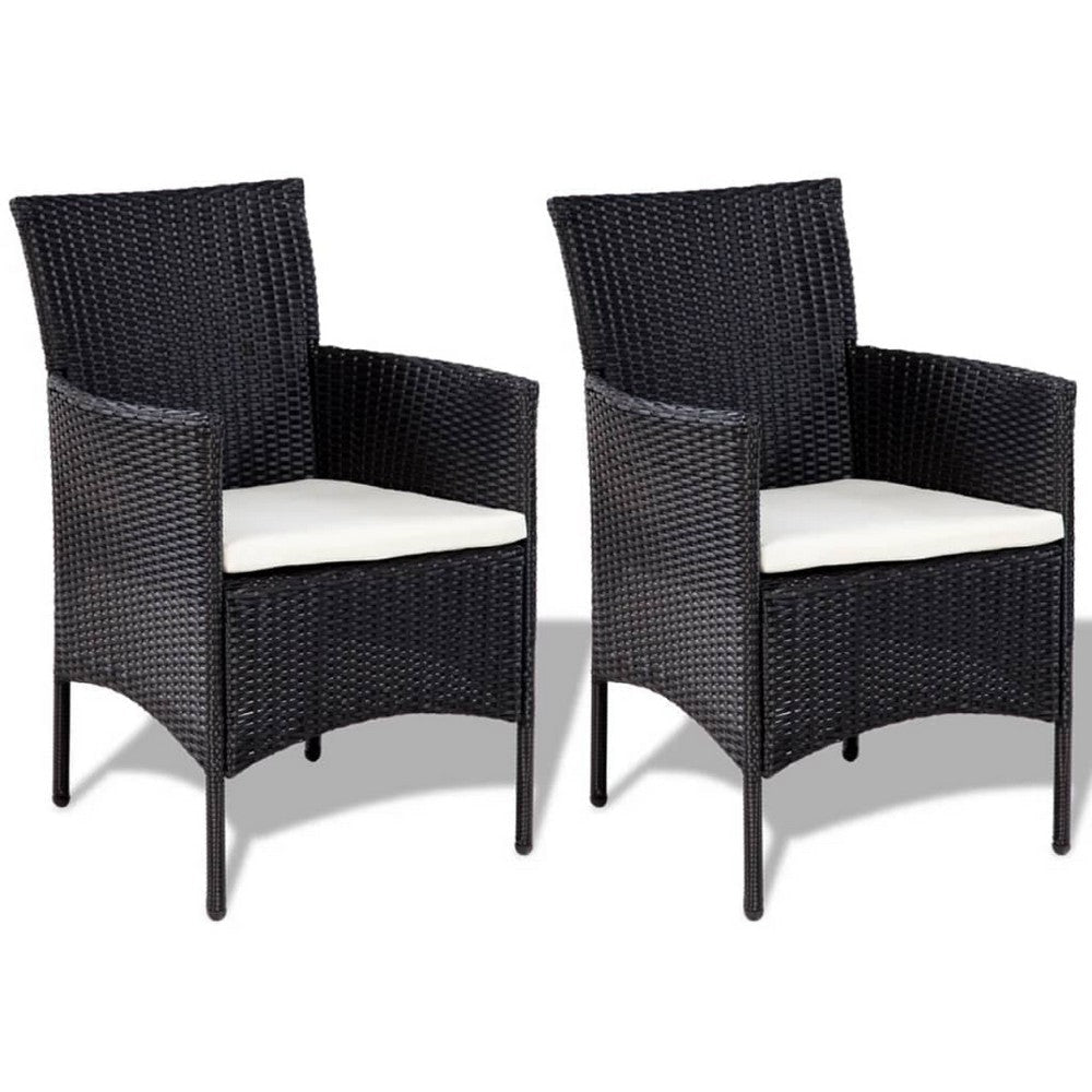 4pc Outdoor Sofa & Table Set in Black Rattan | Glass Top | Cream Cushions BM339665