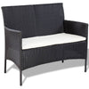 4pc Outdoor Sofa & Table Set in Black Rattan | Glass Top | Cream Cushions BM339665