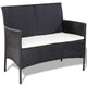 4pc Outdoor Sofa & Table Set in Black Rattan | Glass Top | Cream Cushions BM339665