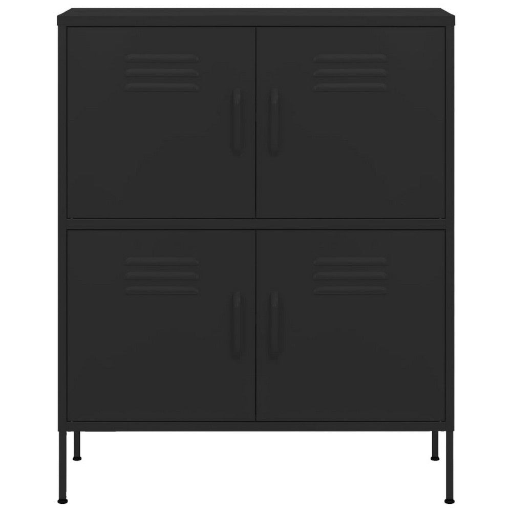 Black Steel Storage Cabinet | 4 Doors w 2 Adjustable Shelves BM339666