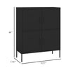 Black Steel Storage Cabinet | 4 Doors w 2 Adjustable Shelves BM339666