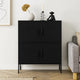 Black Steel Storage Cabinet | 4 Doors w 2 Adjustable Shelves