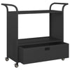 Ven Outdoor Serving Bar Cart | Black Rattan & Steel | Lockable Wheels