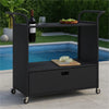 Ven Outdoor Serving Bar Cart | Black Rattan & Steel | Lockable Wheels
