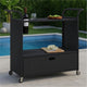 Ven Outdoor Serving Bar Cart | Black Rattan & Steel | Lockable Wheels