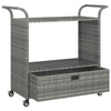 Ven Outdoor Serving Bar Cart | Gray Rattan & Steel | Lockable Wheels