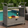 Ven Outdoor Serving Bar Cart | Gray Rattan & Steel | Lockable Wheels