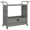Ven Outdoor Serving Bar Cart | Gray Rattan & Steel | Lockable Wheels