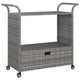 Ven Outdoor Serving Bar Cart | Gray Rattan & Steel | Lockable Wheels