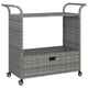 Ven Outdoor Serving Bar Cart | Gray Rattan & Steel | Lockable Wheels
