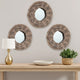 3pc Decorative Wall Mounted Mirror Set | Rattan Wicker Woven Frame in Beige BM339671