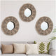 3pc Decorative Wall Mounted Mirror Set | Rattan Wicker Woven Frame in Beige BM339671