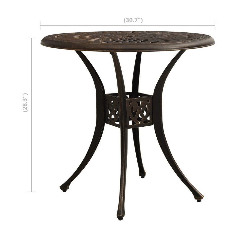 Outdoor Table | 31’’ Round Top & Curved Legs | Bronze Aluminum BM339672