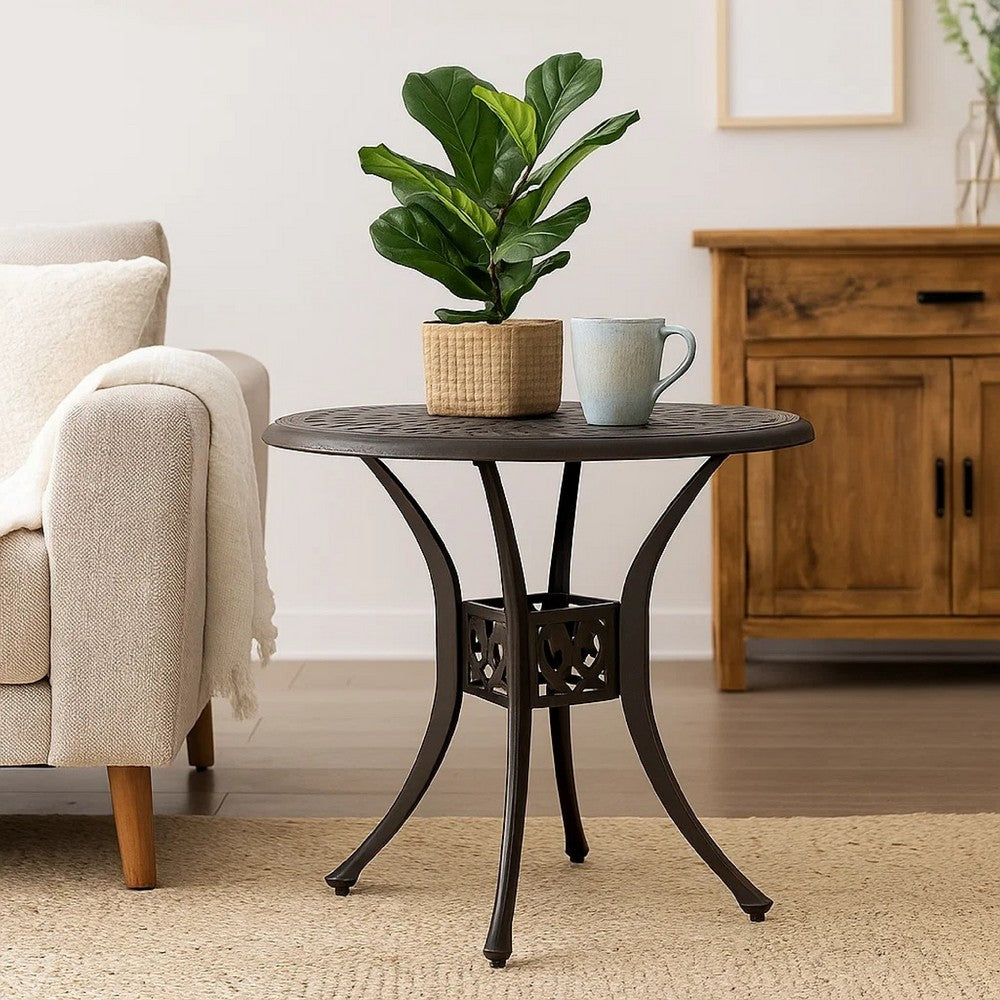 Outdoor Table | 31" Round Top & Curved Legs | Bronze Aluminum