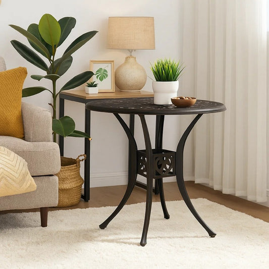 Outdoor Table | 31" Round Top & Curved Legs | Bronze Aluminum