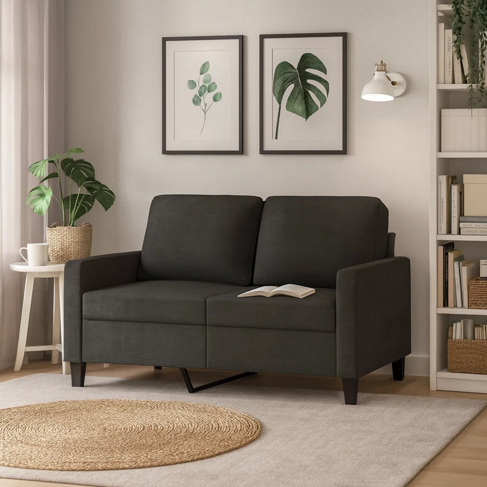 Modern Loveseat in Black Polyester w Simple Minimalist Silhouette BM339673