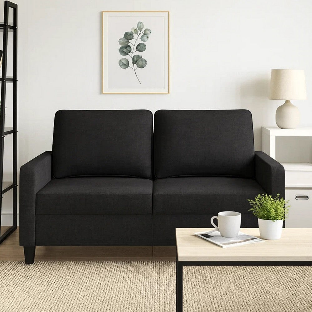 Modern Loveseat in Black Polyester w Simple Minimalist Silhouette