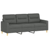 Modern 3-Seater Sofa in Dark Gray Polyester | 78" Minimalist Look