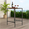 Bary Bar Table | 28’’ Square Tempered Glass Top | Gray Faux Rattan BM339675