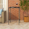 Bary Bar Table | 28’’ Square Tempered Glass Top | Gray Faux Rattan BM339675
