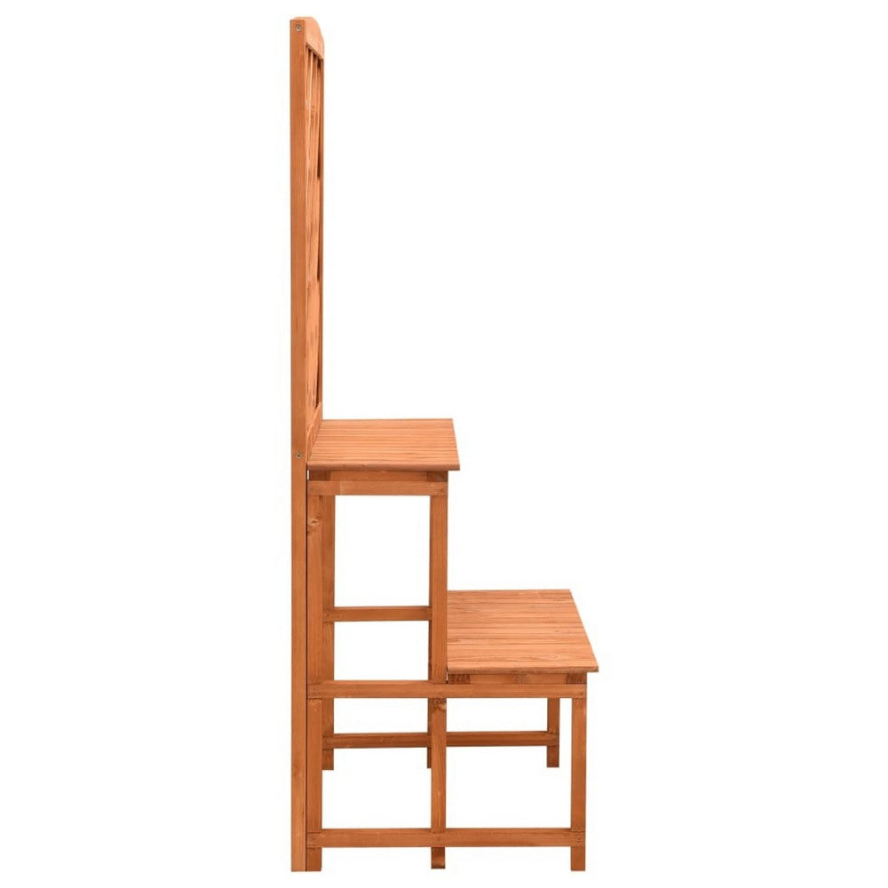 Pany Planter Stand w Trellis 2 Tier Adjustable Shelves | Solid Firwood BM339676