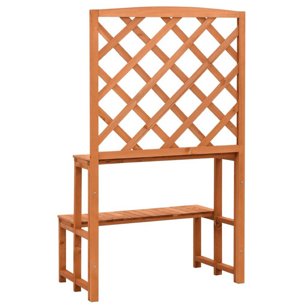 Pany Planter Stand w Trellis 2 Tier Adjustable Shelves | Solid Firwood BM339676