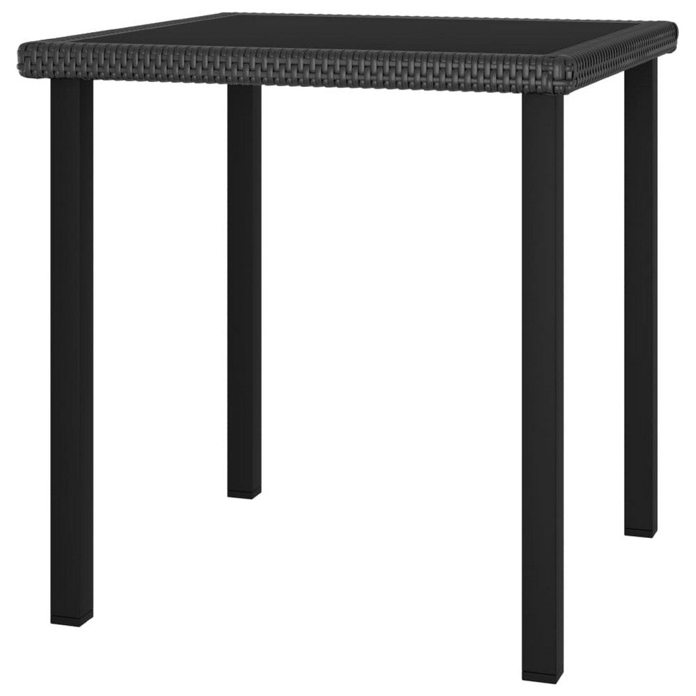 Gary Garden Dining Table | 28’’ Square Glass Top | Black Rattan BM339677