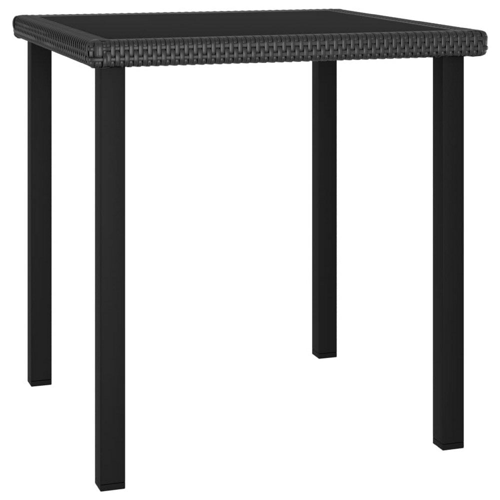 Gary Garden Dining Table | 28" Square Glass Top | Black Rattan