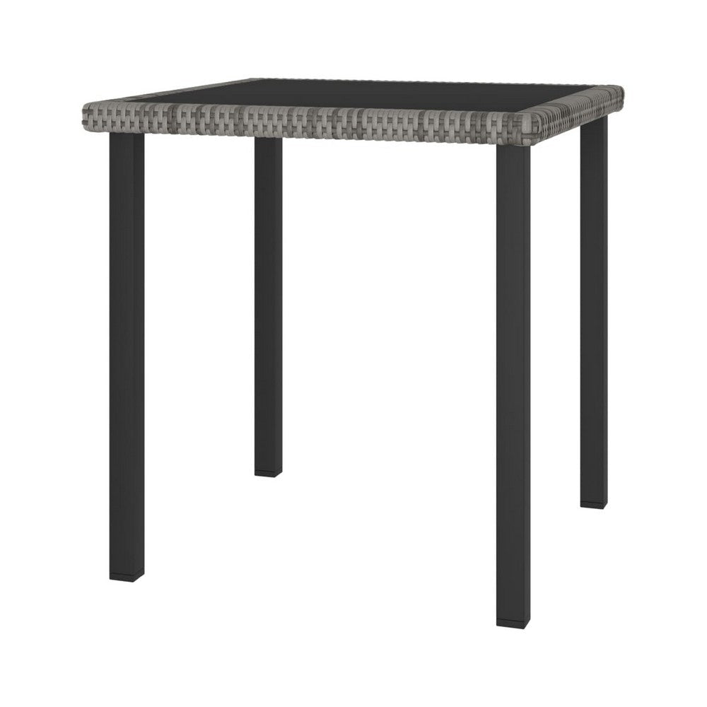 Gary Garden Dining Table | 28’’ Square Glass Top | Gray Rattan BM339678