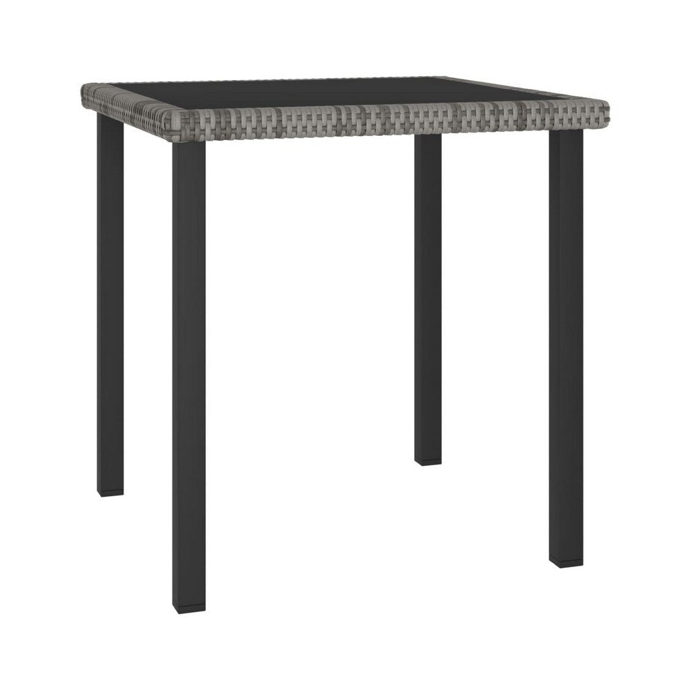Gary Garden Dining Table | 28" Square Glass Top | Gray Rattan