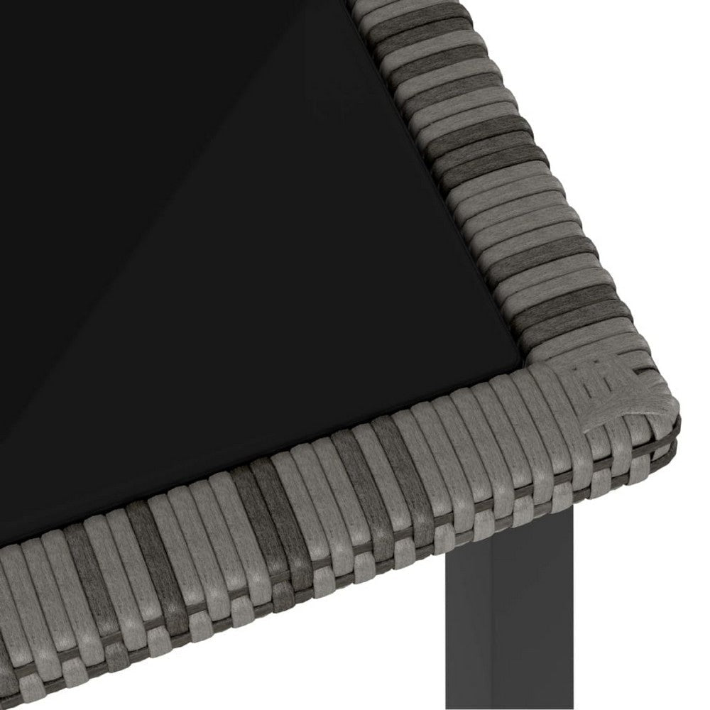 Gary Garden Dining Table | 28’’ Square Glass Top | Gray Rattan BM339678