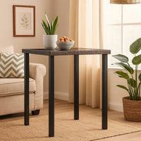 Gary Garden Dining Table | 28" Square Glass Top | Gray Rattan