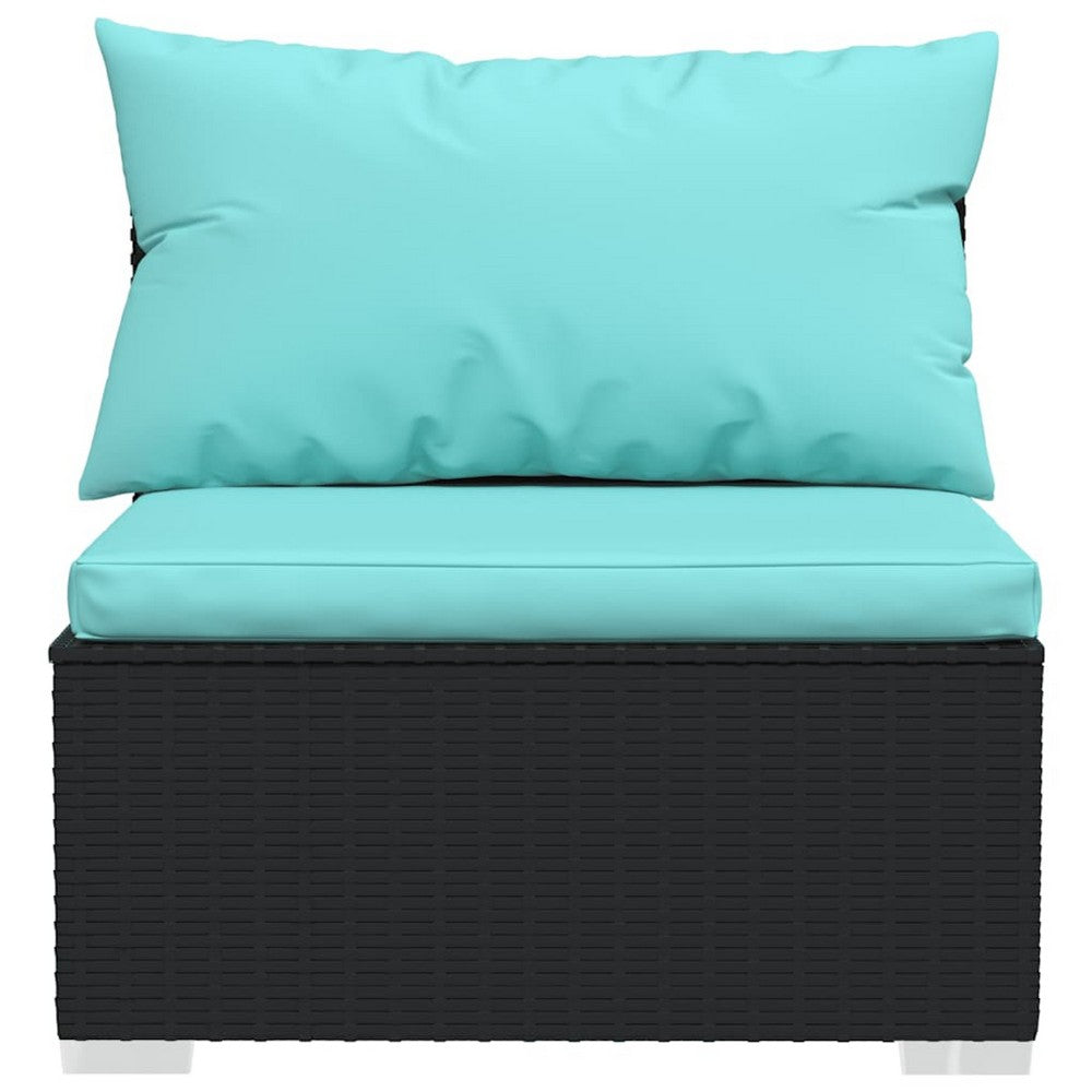 Sify Outdoor Garden Modular Middle Sofa Chair | Aqua Blue | 28" Black