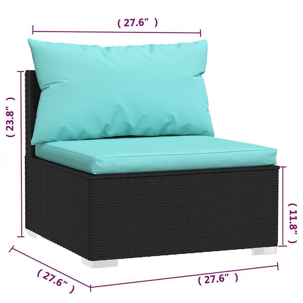 Sify Outdoor Garden Modular Middle Sofa Chair | Aqua Blue | 28" Black