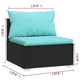 Sify Outdoor Garden Modular Middle Sofa Chair | Aqua Blue | 28’’ Black BM339679