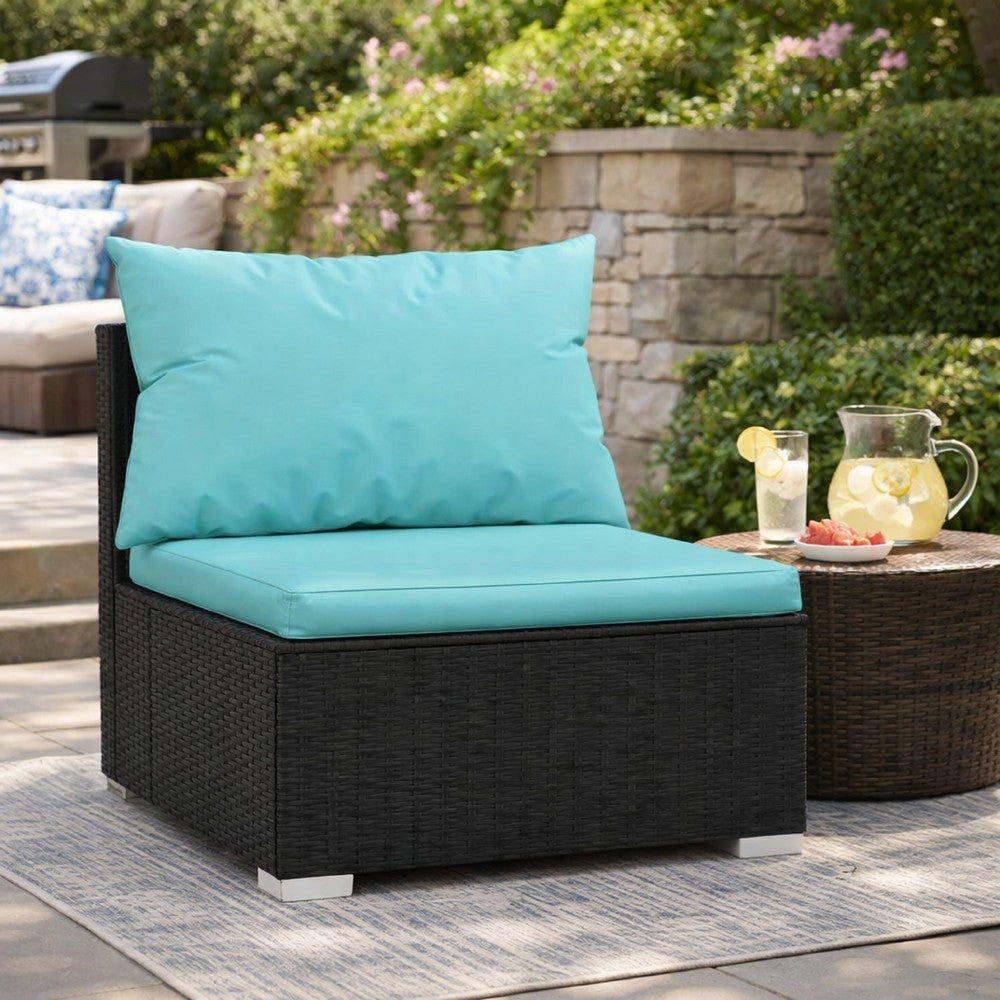 Sify Outdoor Garden Modular Middle Sofa Chair | Aqua Blue | 28" Black