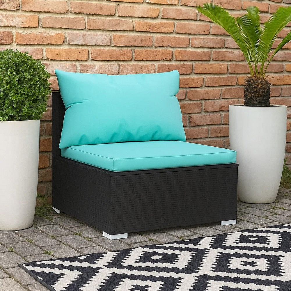 Sify Outdoor Garden Modular Middle Sofa Chair | Aqua Blue | 28" Black