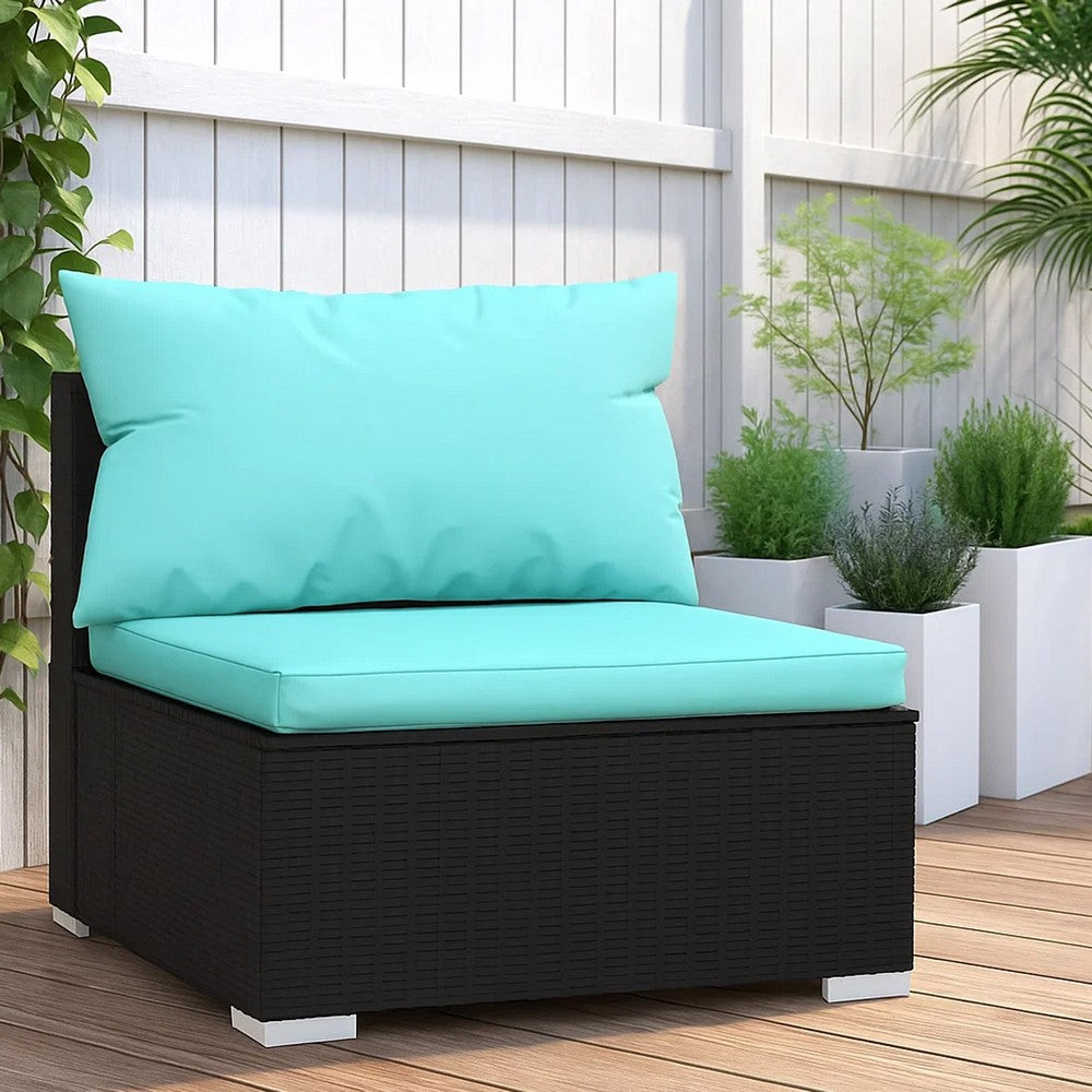 Sify Outdoor Garden Modular Middle Sofa Chair | Aqua Blue | 28" Black