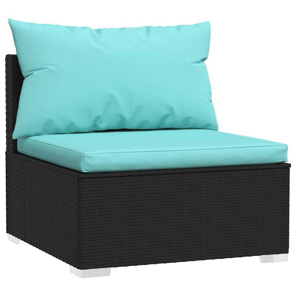 Sify Outdoor Garden Modular Middle Sofa Chair | Aqua Blue | 28" Black