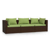 Sify Outdoor 3 Seater Sofa | 5 Pillows | Green Fabric Cushions | Brown